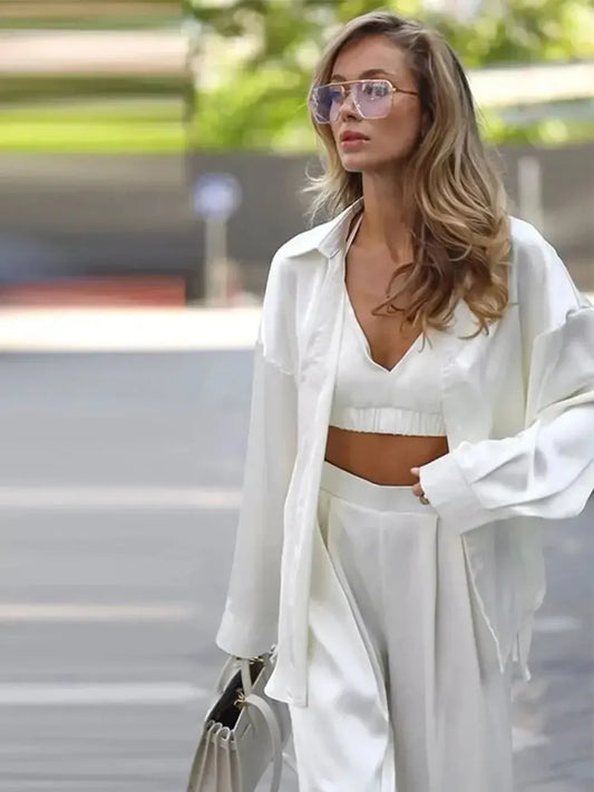 Ensemble Satiné Chemise + Pantalon-Saylana