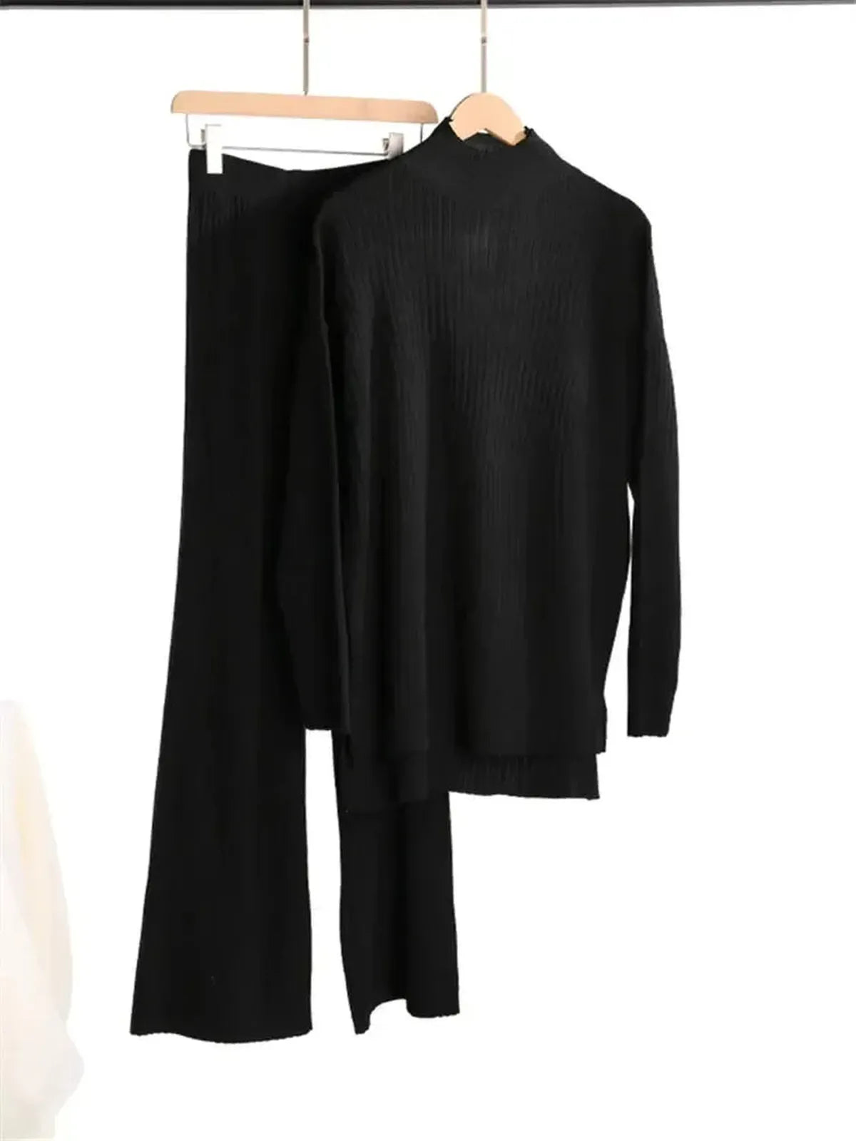 Ensemble Tricoté Femme : Col Roulé + Pantalon Droit-Saylana