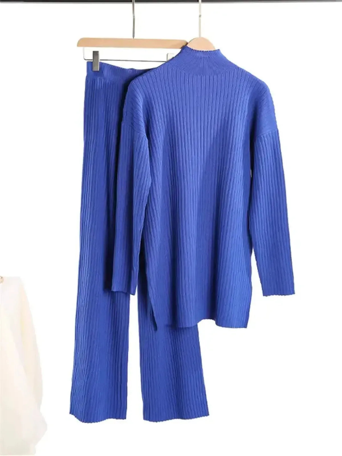 Ensemble Tricoté Femme : Col Roulé + Pantalon Droit-Saylana