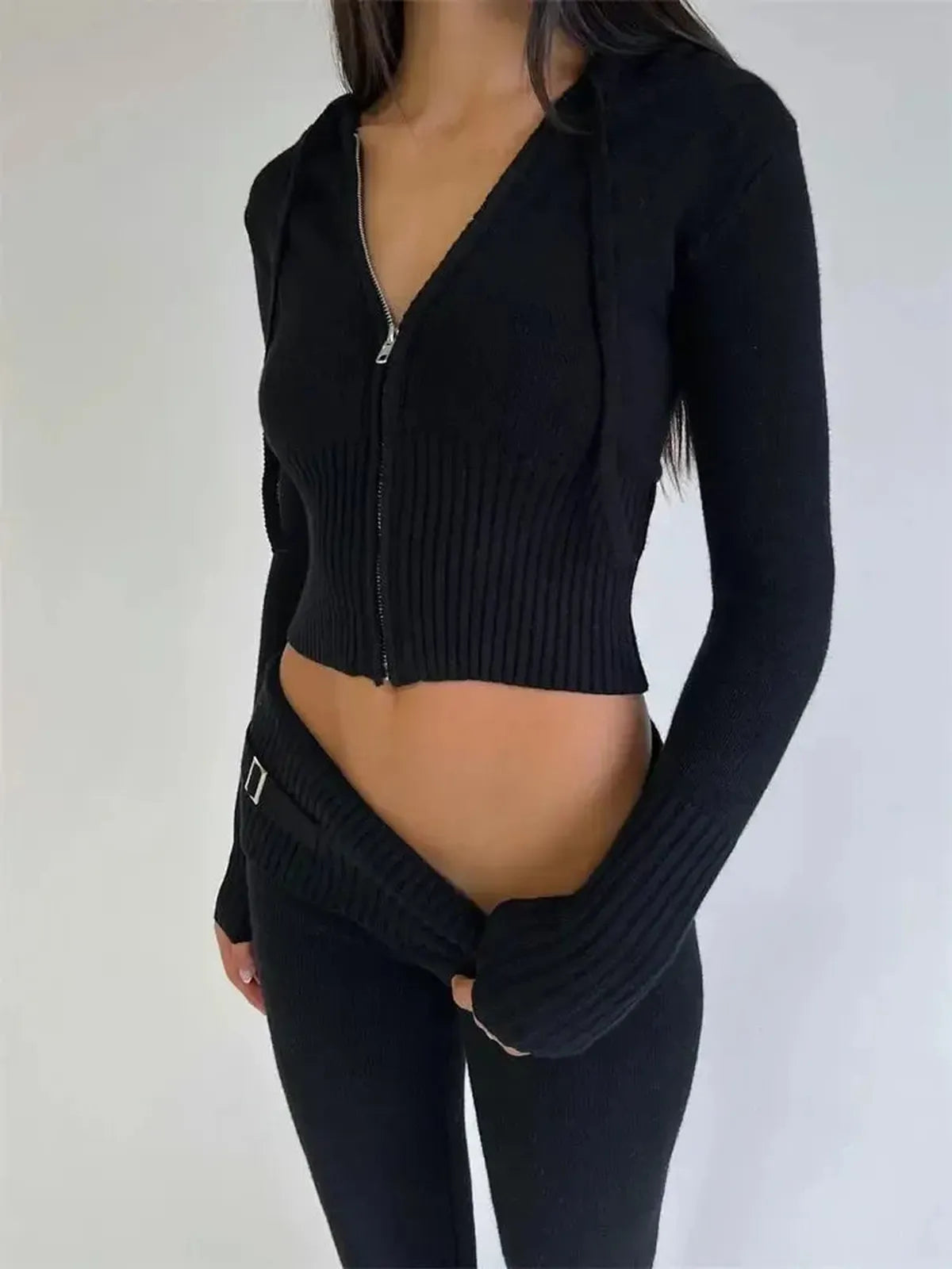 Ensemble Tricoté Femme : Crop Top + Pantalon-Saylana