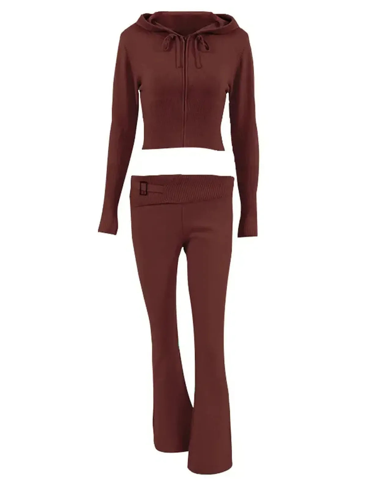 Ensemble Tricoté Femme : Crop Top + Pantalon-Saylana
