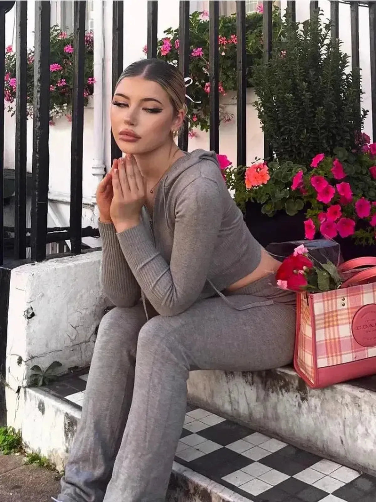 Ensemble Tricoté Femme : Crop Top + Pantalon-Saylana