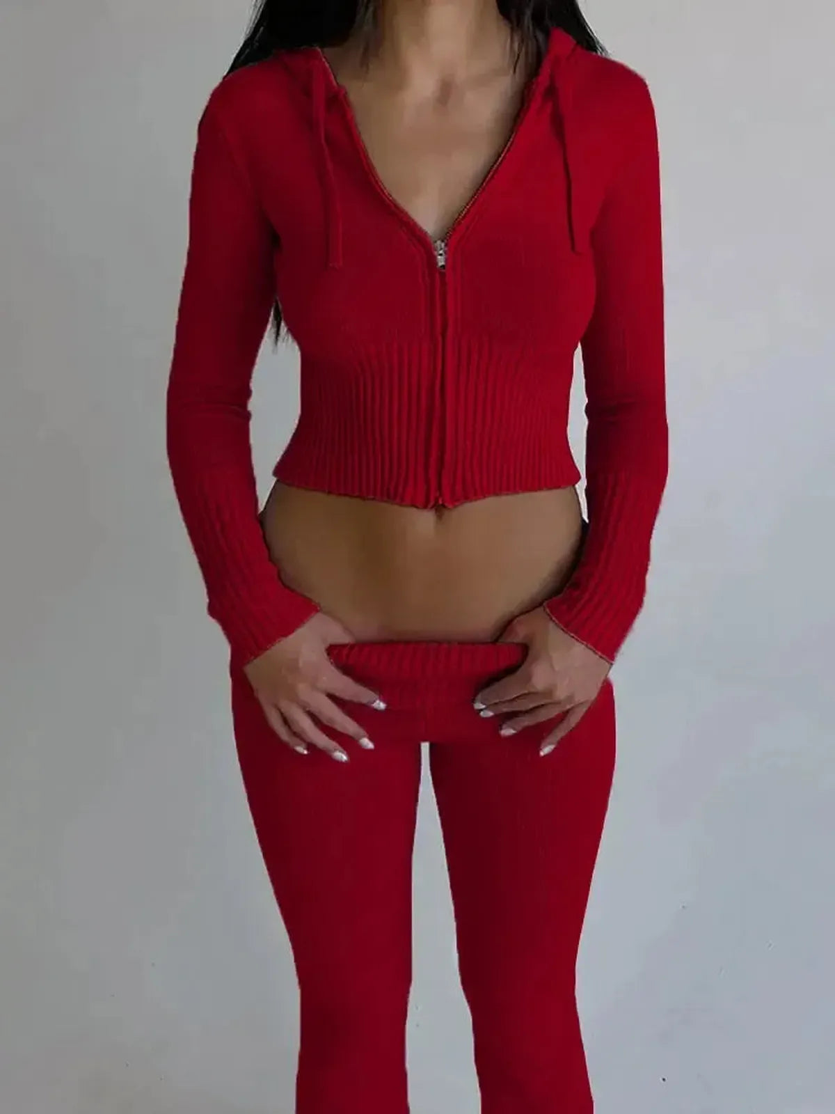 Ensemble Tricoté Femme : Crop Top + Pantalon-Saylana