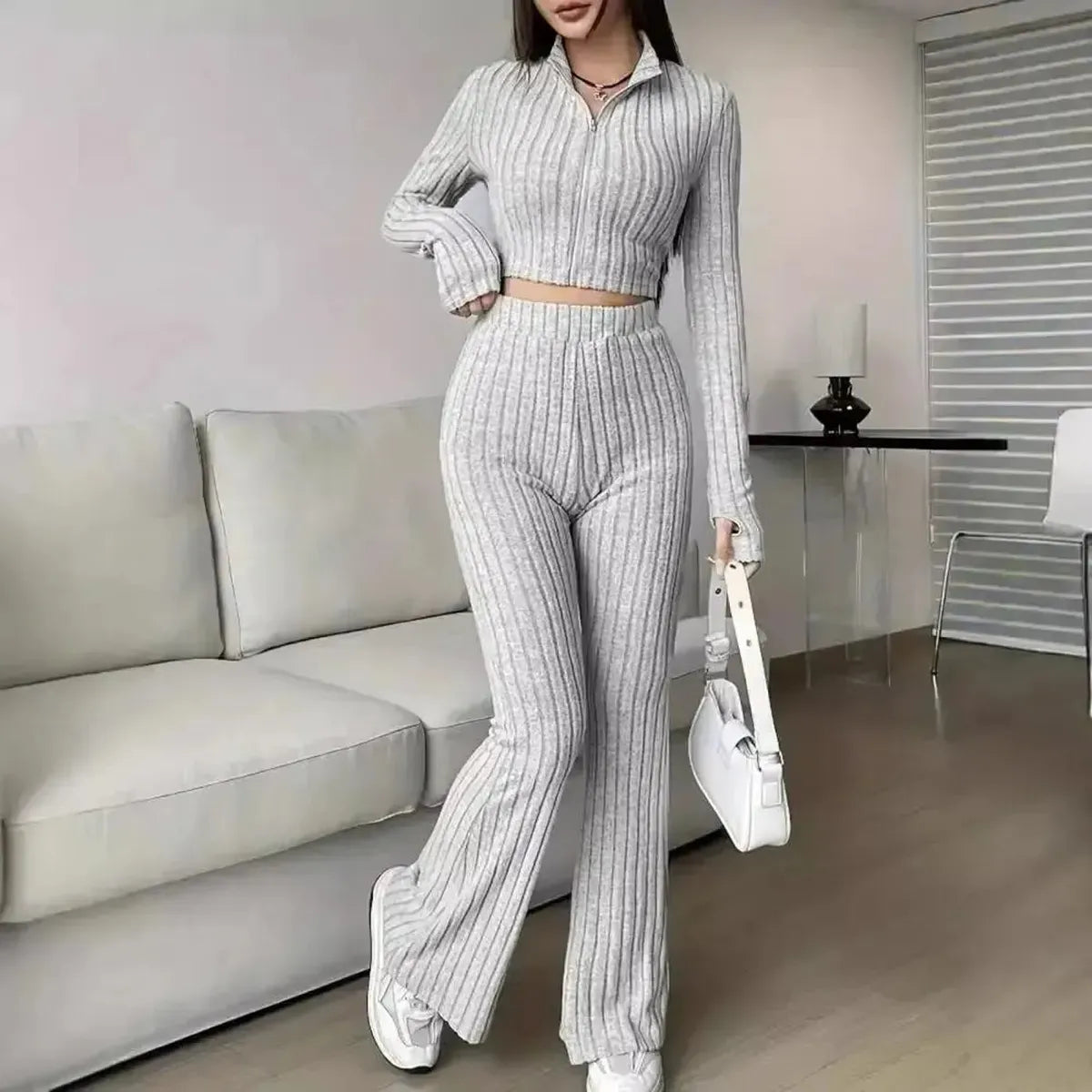 Ensemble Tricoté Haut + Pantalon Évasé-Saylana