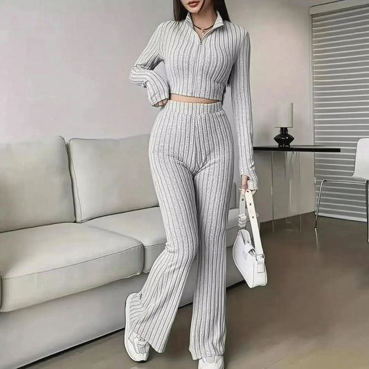 Ensemble Tricoté Haut + Pantalon Évasé - Saylana