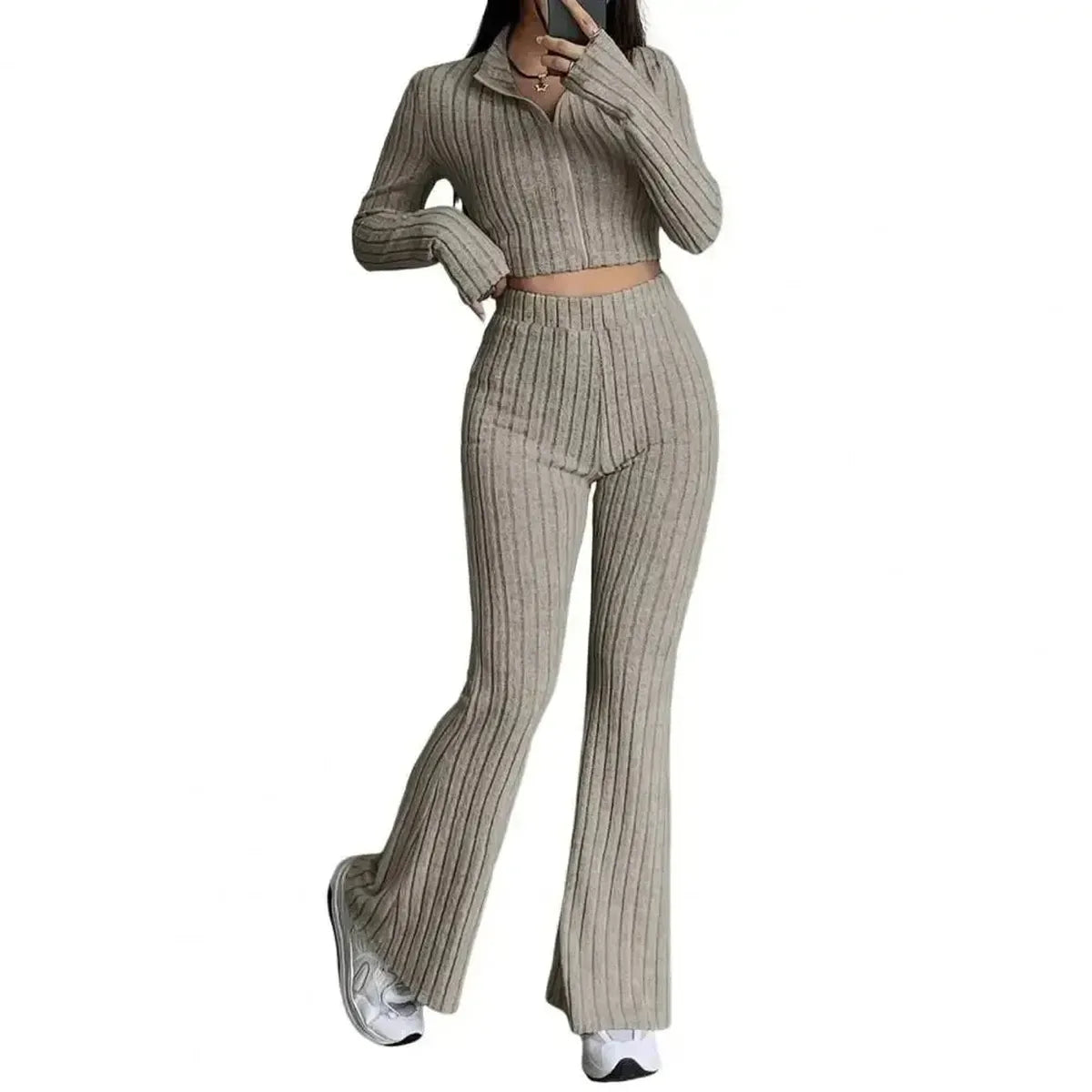 Ensemble Tricoté Haut + Pantalon Évasé-Saylana