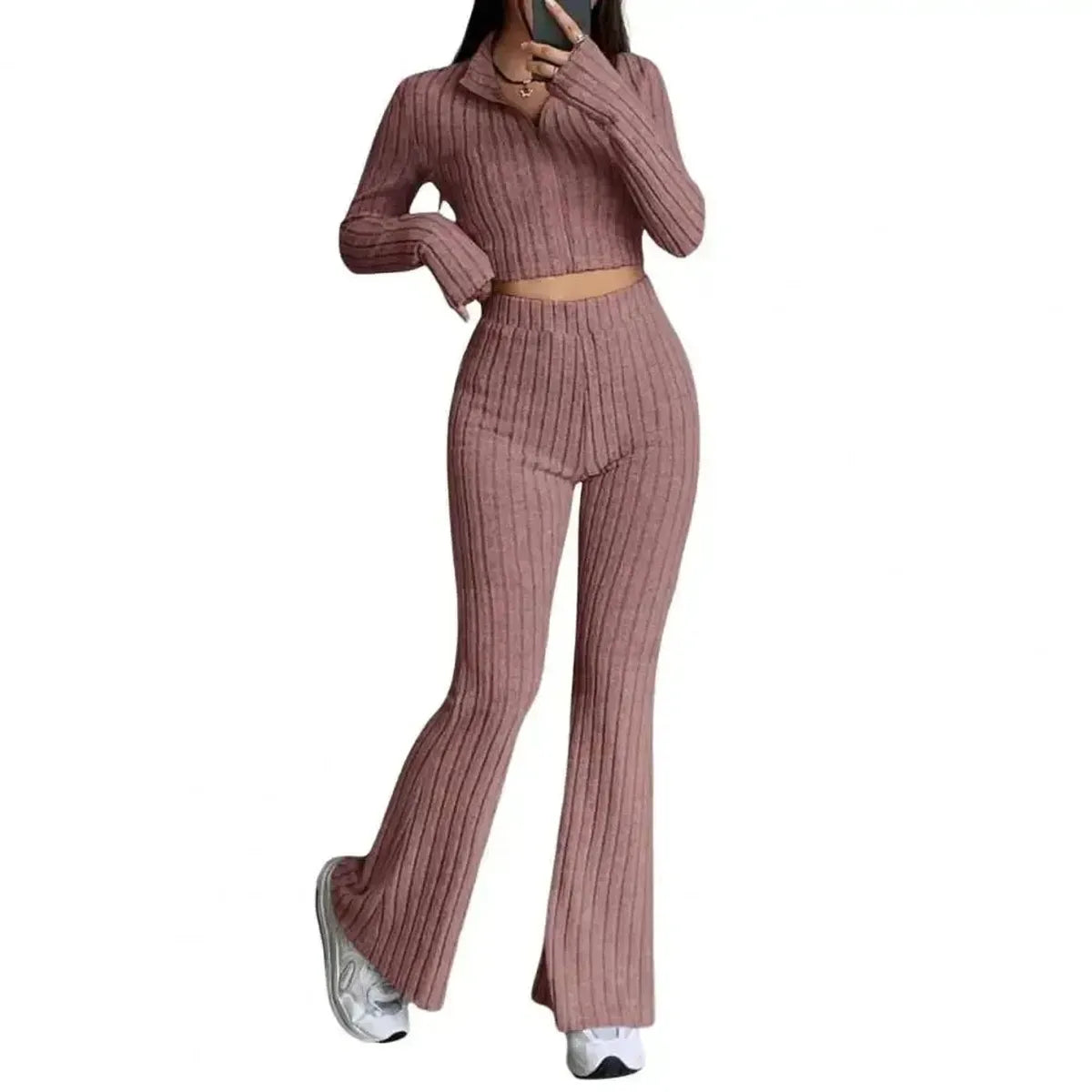 Ensemble Tricoté Haut + Pantalon Évasé-Saylana