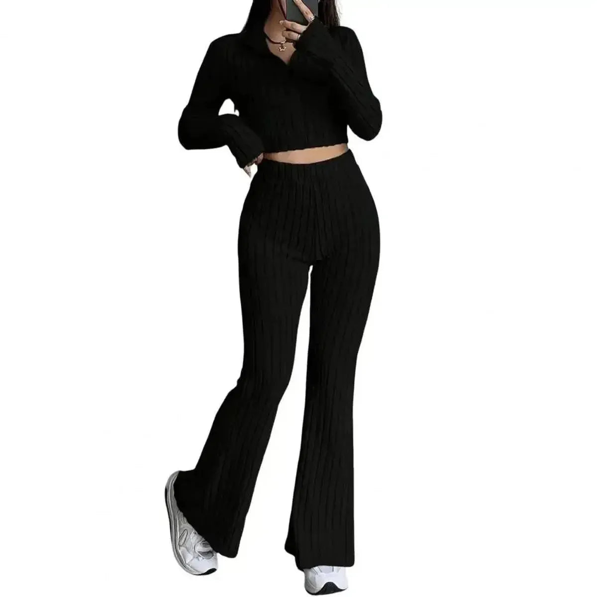 Ensemble Tricoté Haut + Pantalon Évasé-Saylana