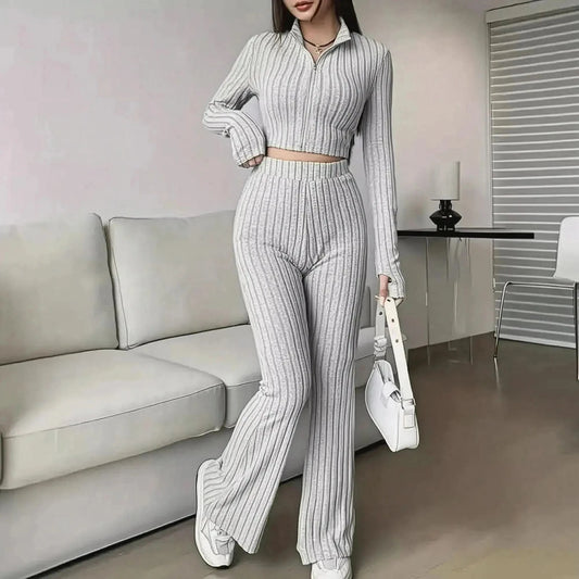 Ensemble Tricoté Haut + Pantalon Évasé - Saylana