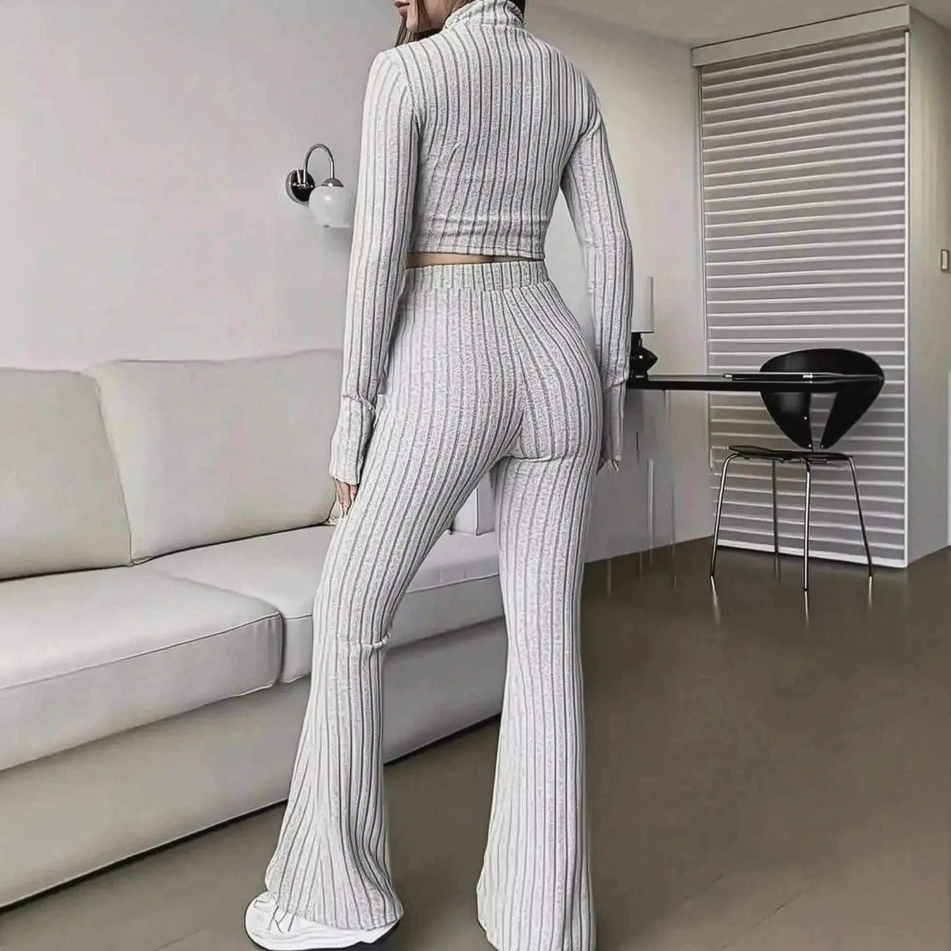 Ensemble Tricoté Haut + Pantalon Évasé - Saylana