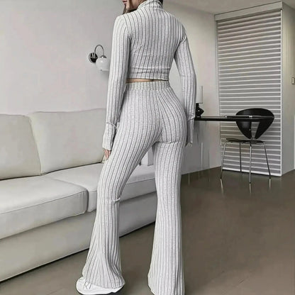 Ensemble Tricoté Haut + Pantalon Évasé - Saylana