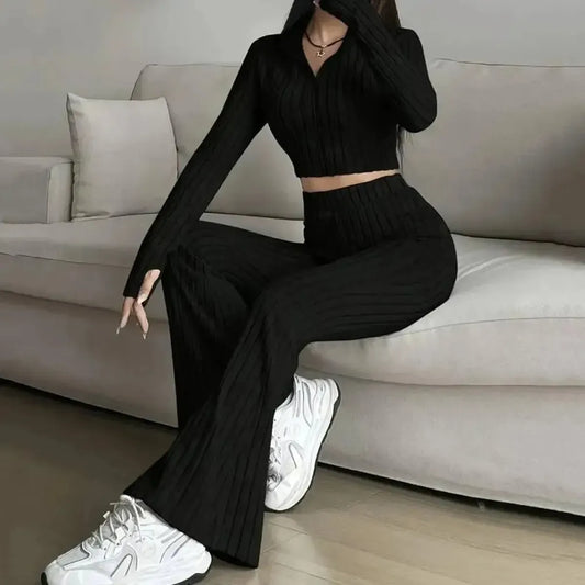 Ensemble Tricoté Haut + Pantalon Évasé-Saylana