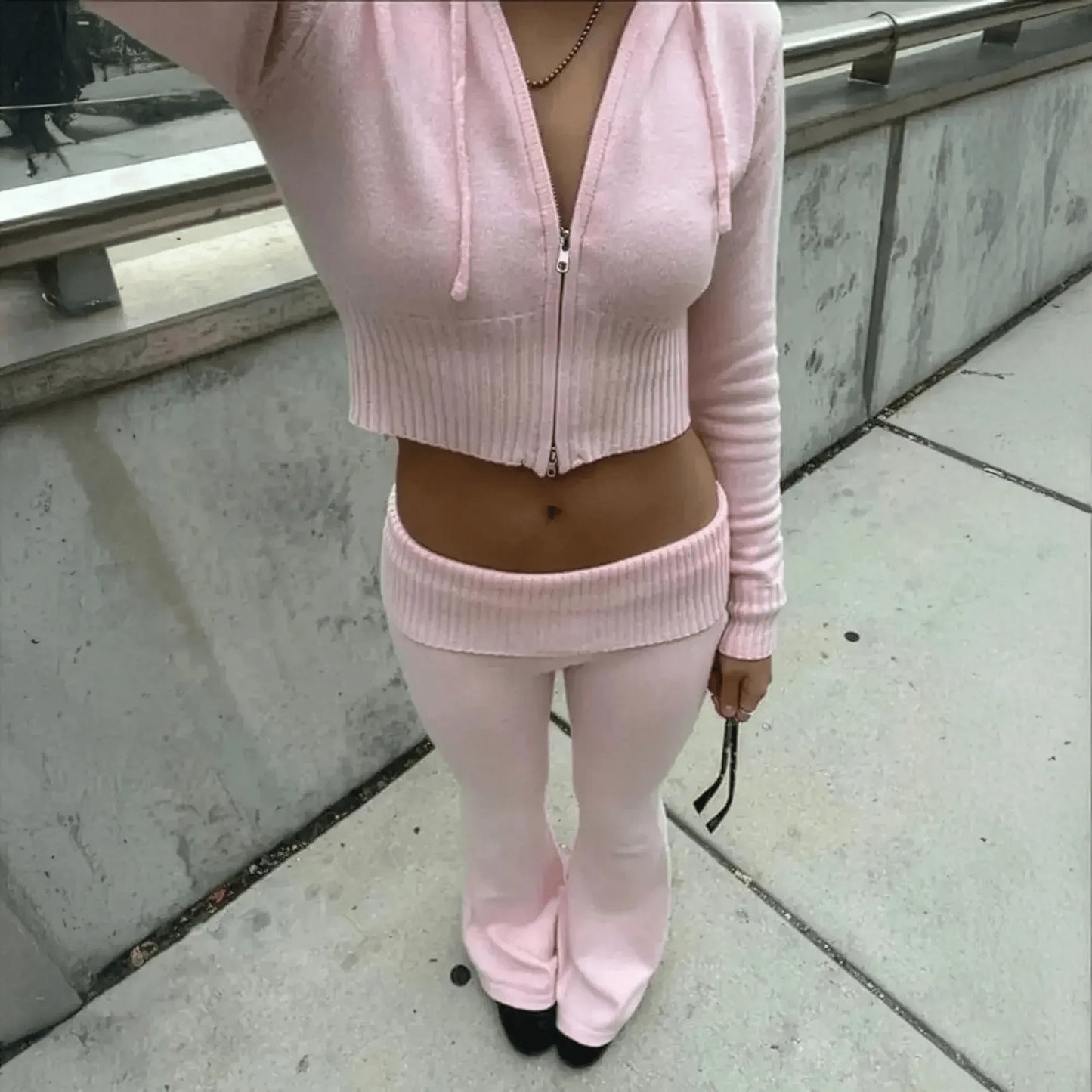 Ensemble Y2K Gilet Zippé + Pantalon Évasé - Saylana