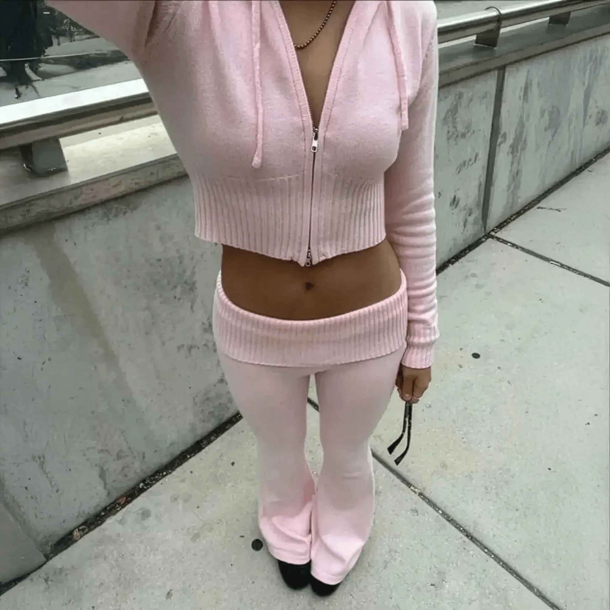 Ensemble Y2K Gilet Zippé + Pantalon Évasé - Saylana