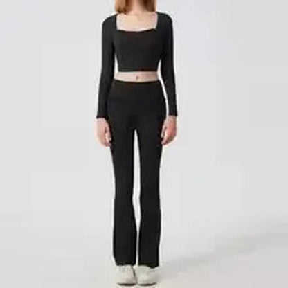 Ensemble Yoga Haut Long + Legging Évasé-Saylana