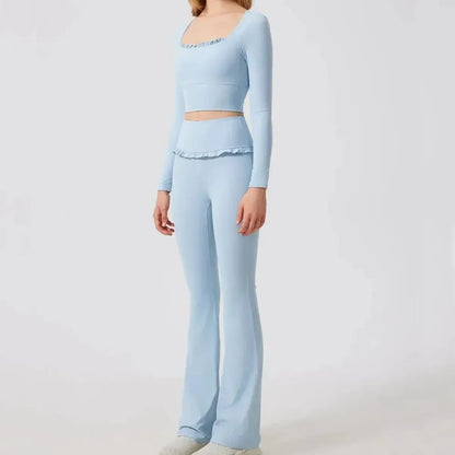 Ensemble Yoga Haut Long + Legging Évasé-Saylana