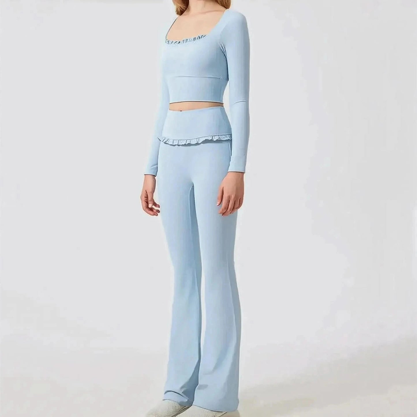 Ensemble Yoga Haut Long + Legging Évasé - Saylana