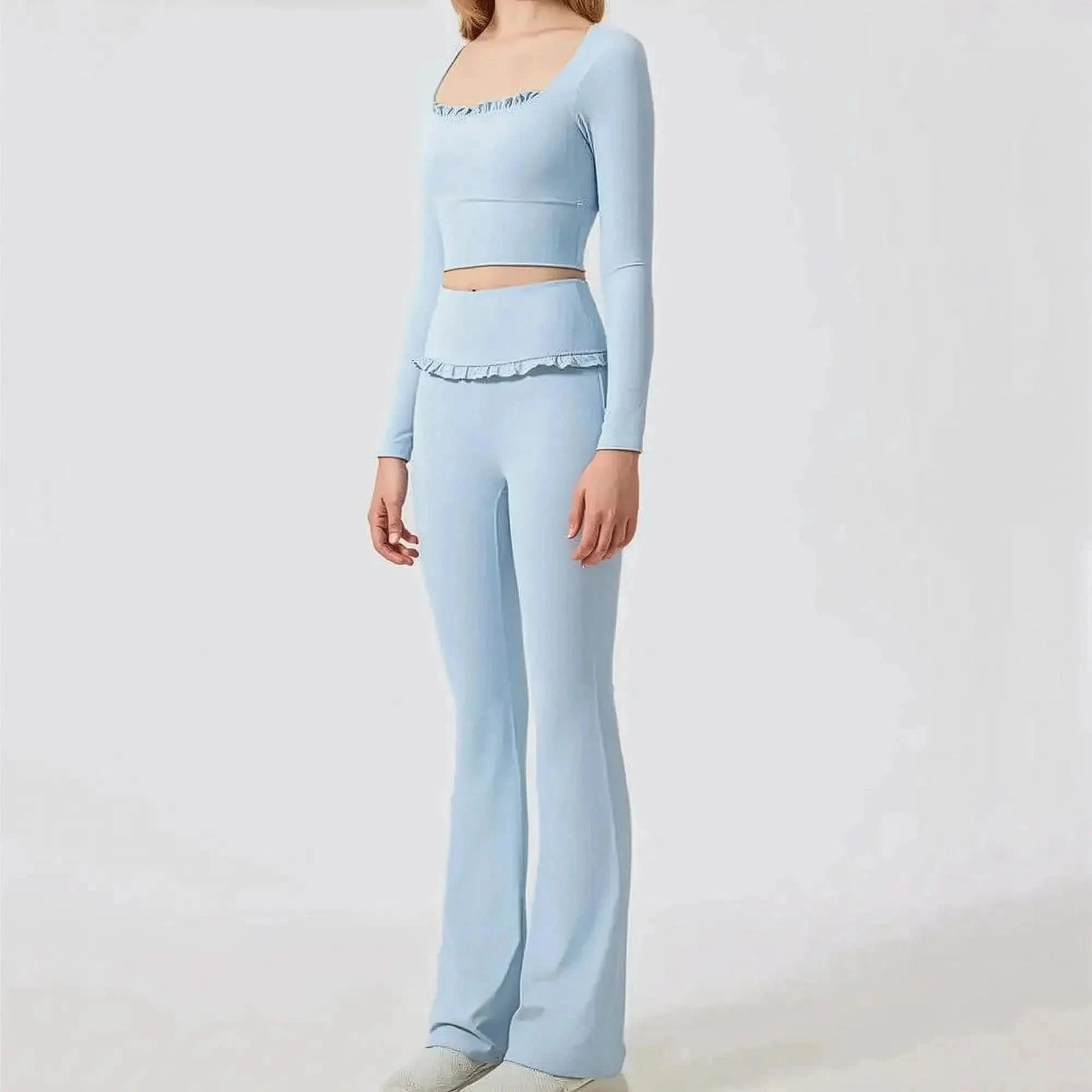 Ensemble Yoga Haut Long + Legging Évasé - Saylana