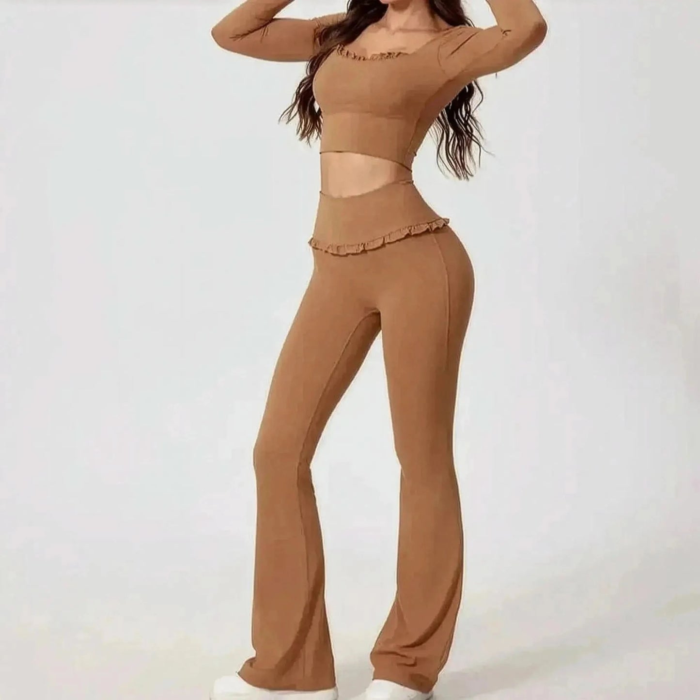 Ensemble Yoga Haut Long + Legging Évasé - Saylana