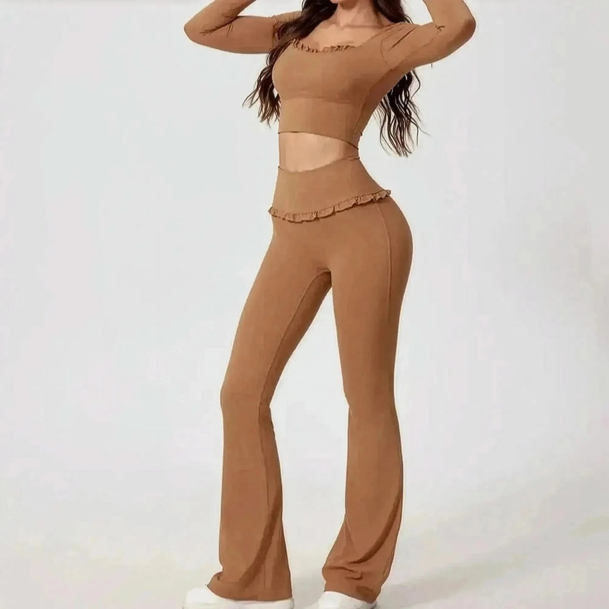 Ensemble Yoga Haut Long + Legging Évasé - Saylana