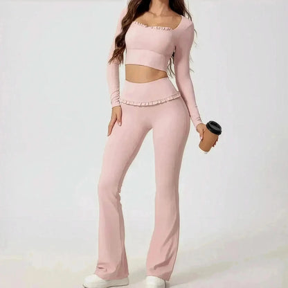 Ensemble Yoga Haut Long + Legging Évasé - Saylana