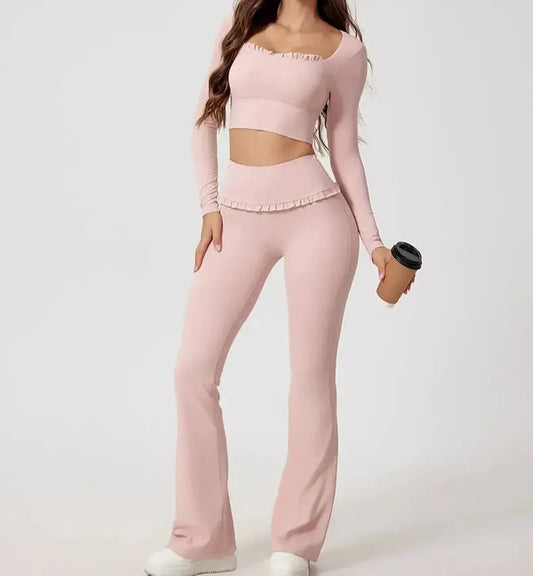 Ensemble Yoga Haut Long + Legging Évasé-Saylana
