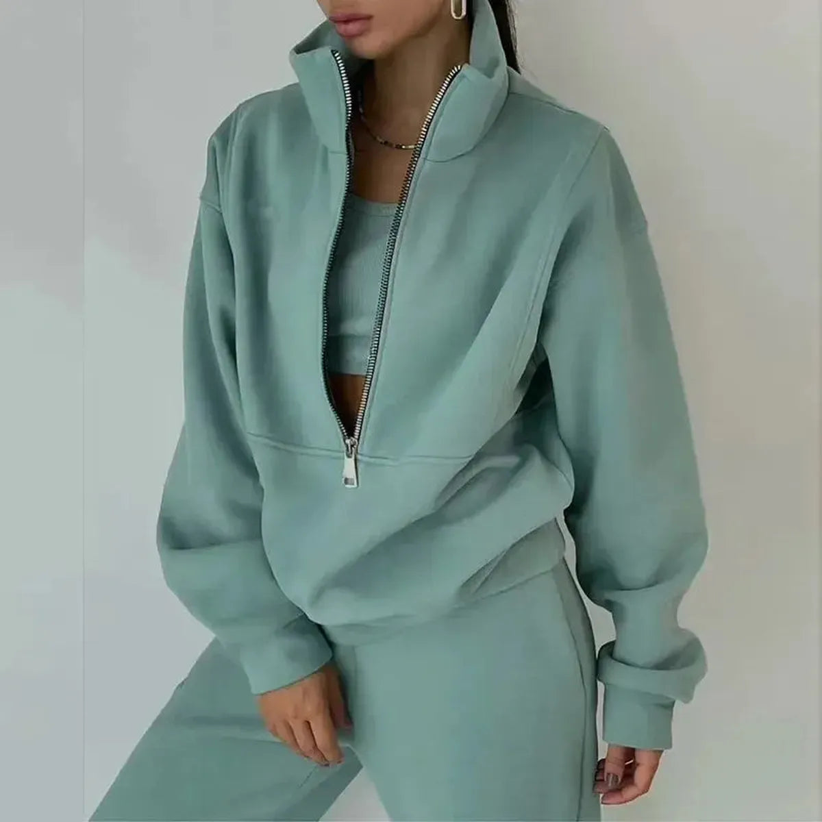 Ensemble Zippé Hoodie + Pantalon Femme Hiver-Saylana