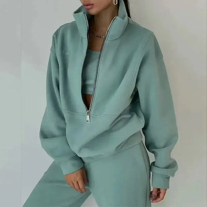 Ensemble Zippé Hoodie + Pantalon Femme Hiver-Saylana