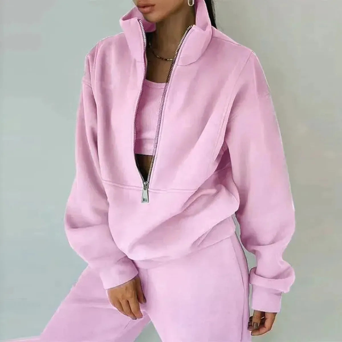 Ensemble Zippé Hoodie + Pantalon Femme Hiver-Saylana