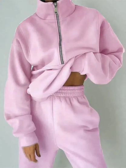 Ensemble Zippé Hoodie + Pantalon Femme Hiver-Saylana