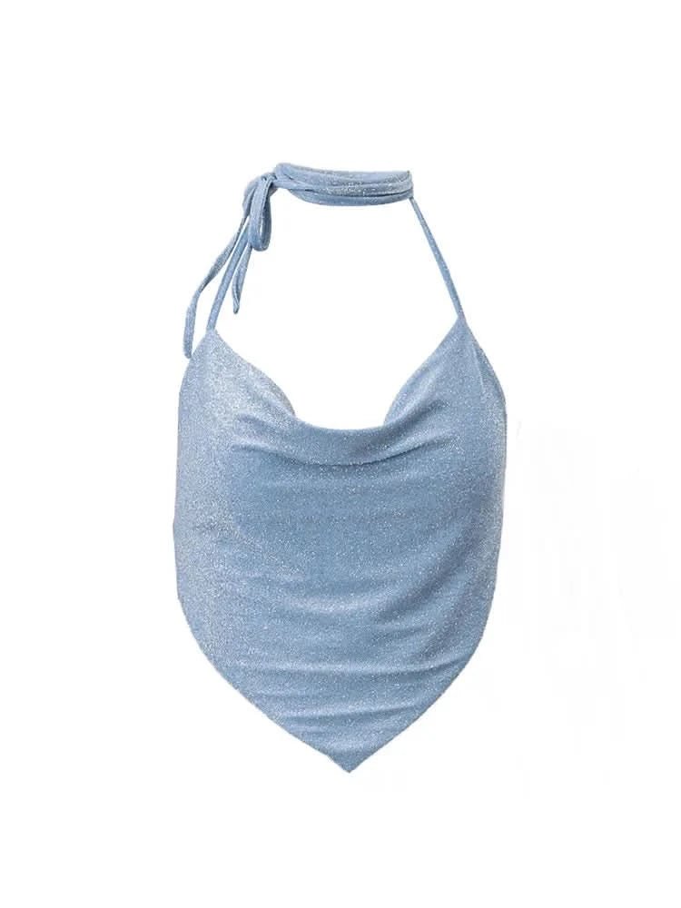 Halter Sexy Bleu Brillant Dos Nu - Saylana