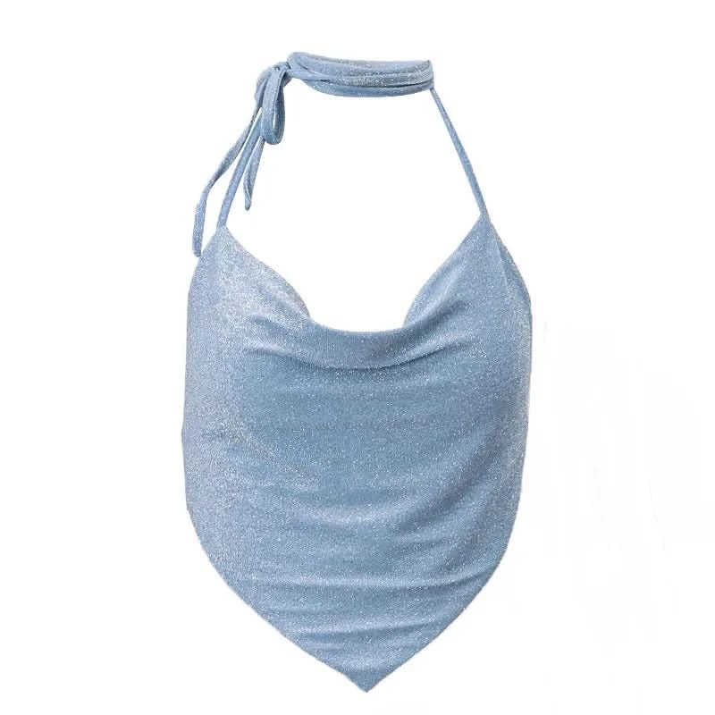 Halter Sexy Bleu Brillant Dos Nu - Saylana