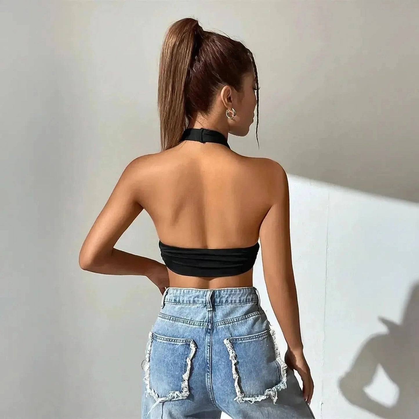 Haut dos nu col V plongeant uni - Saylana