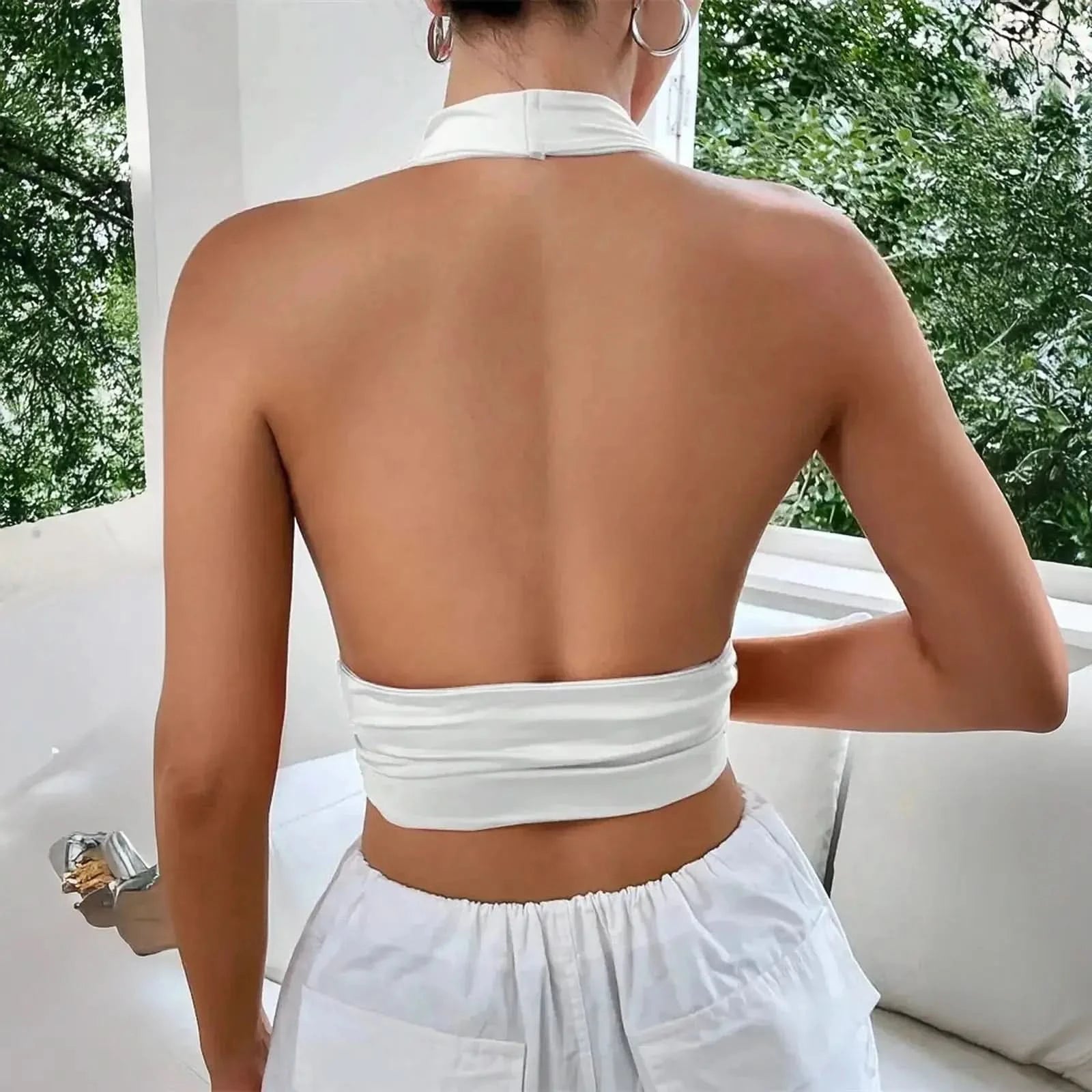 Haut dos nu col V plongeant uni - Saylana