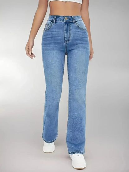 Jean Slim Taille Haute Délavé-Saylana