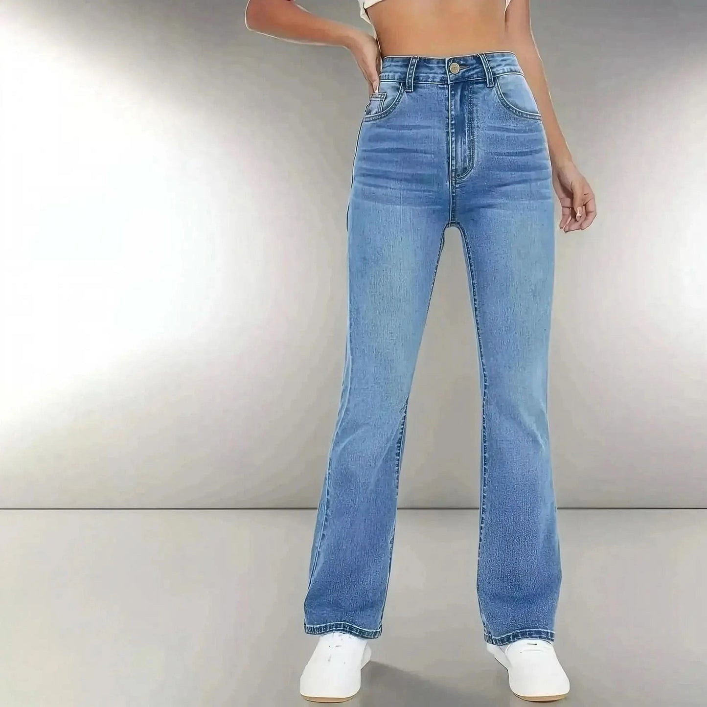 Jean Slim Taille Haute Délavé - Saylana