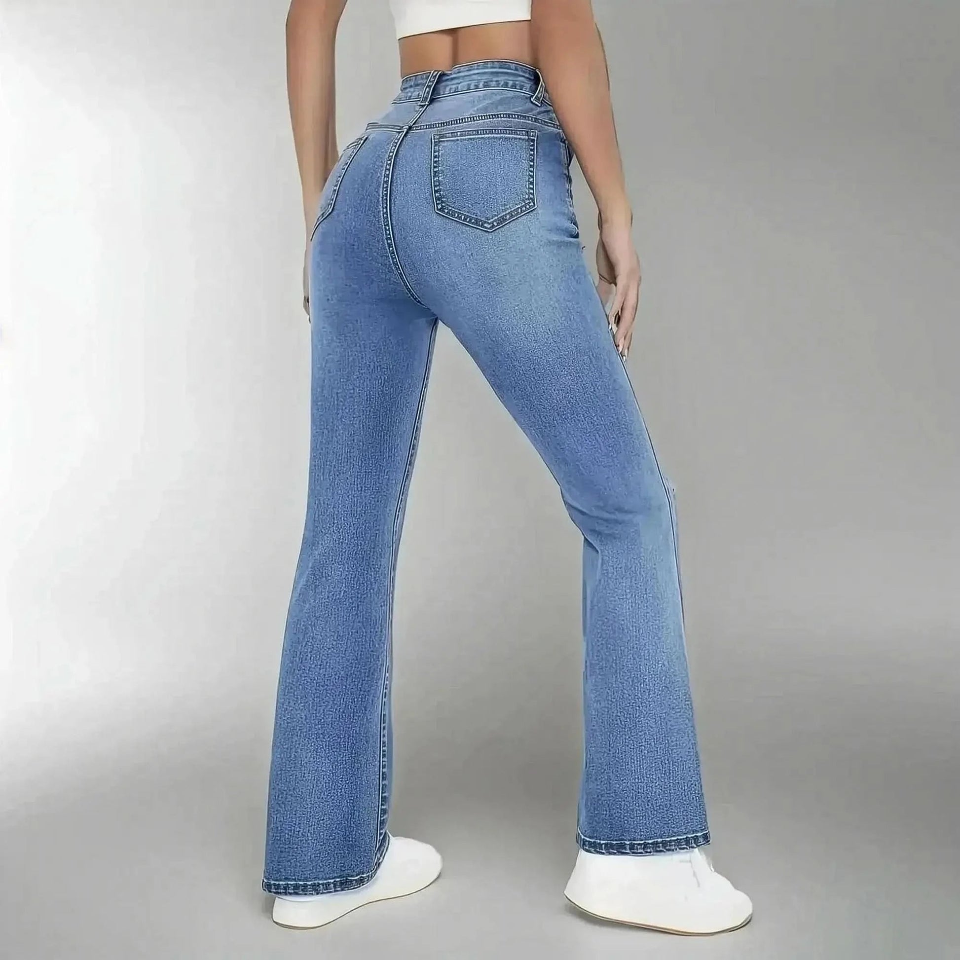 Jean Slim Taille Haute Délavé - Saylana