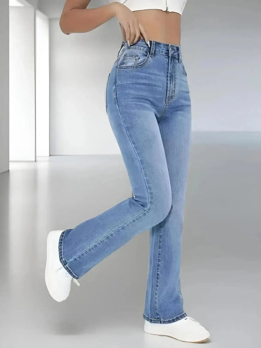 Jean Slim Taille Haute Délavé-Saylana