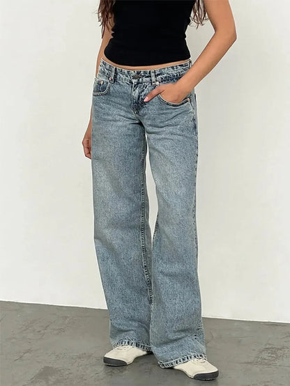 Jean taille basse baggy coupe droite-Saylana