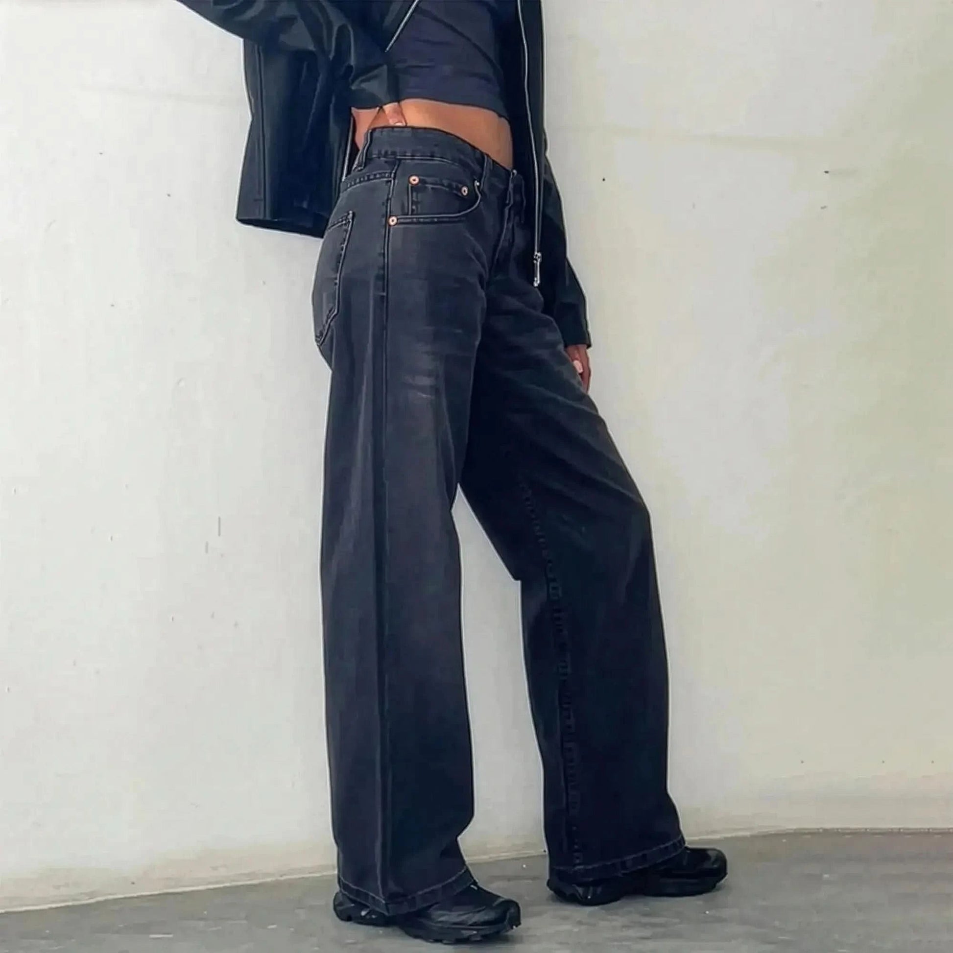 Jean taille basse baggy coupe droite - Saylana