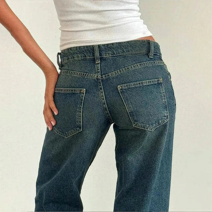 Jean taille basse baggy coupe droite - Saylana