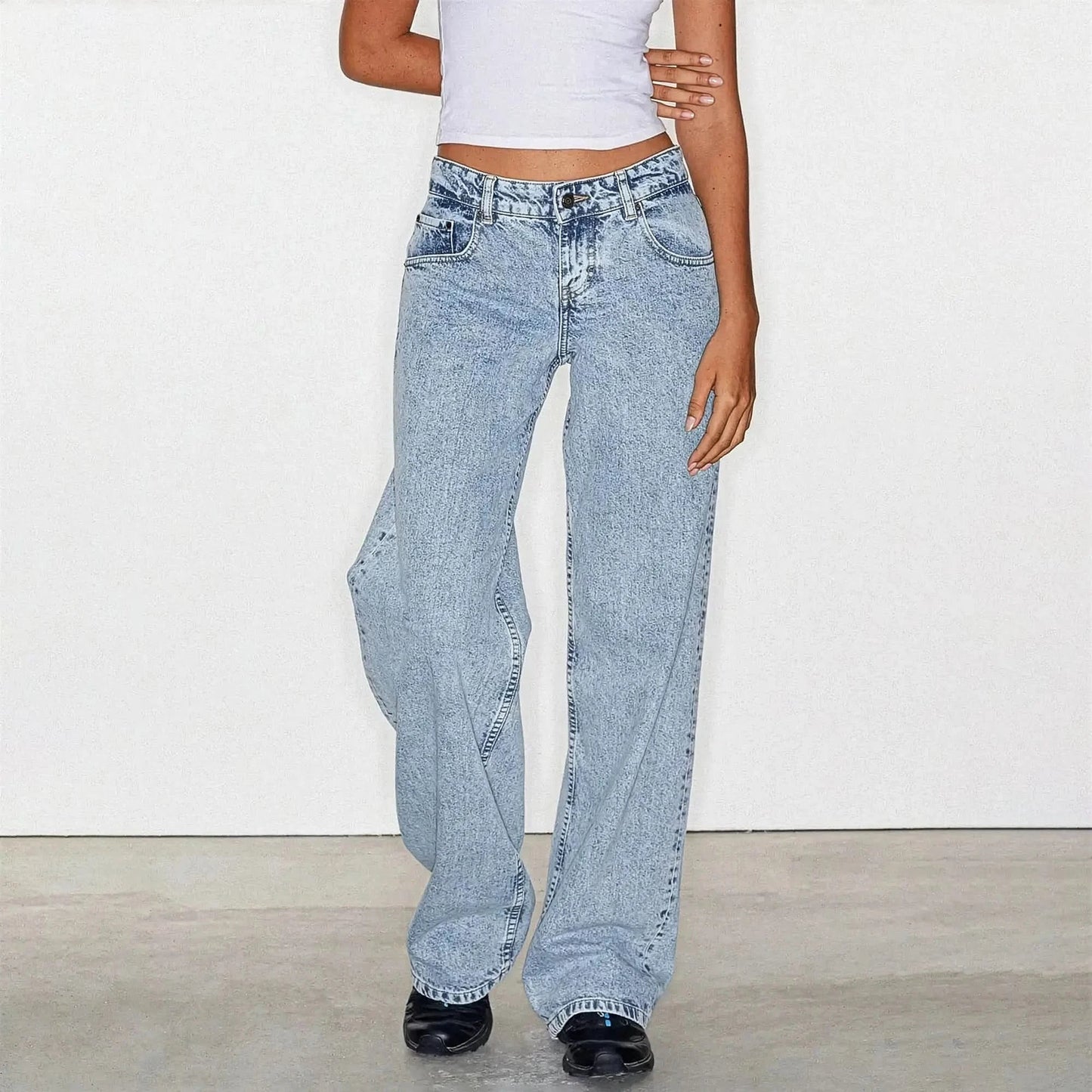 Jean taille basse baggy coupe droite - Saylana