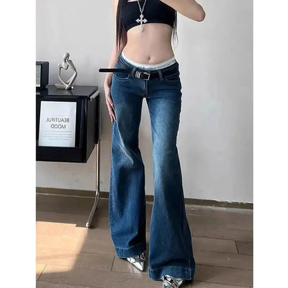 Jean taille basse flare coupe large-Saylana