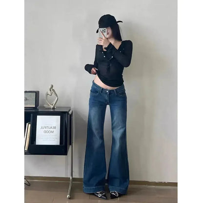 Jean taille basse flare coupe large-Saylana