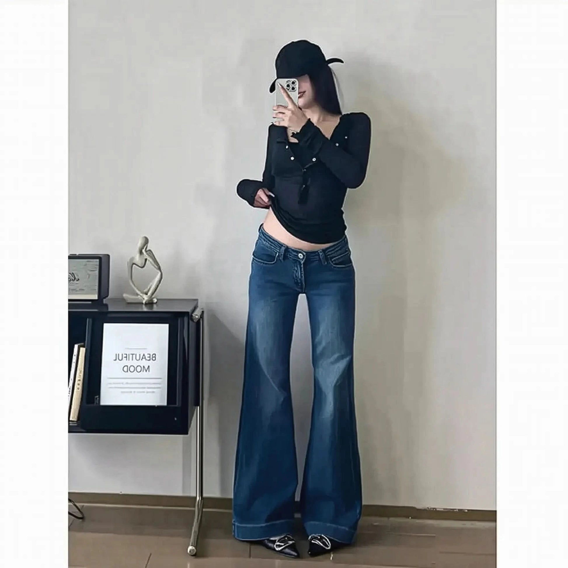 Jean taille basse flare coupe large - Saylana