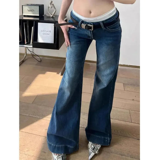 Jean taille basse flare coupe large-Saylana