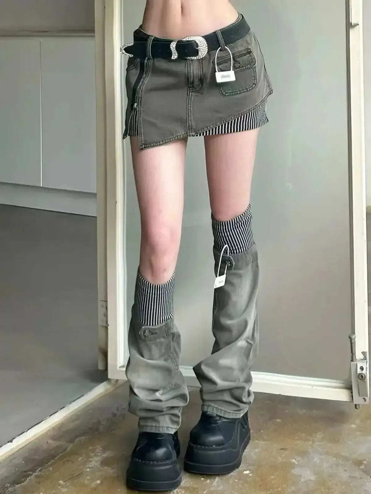 Jupe Asymétrique en Denim 2 Pièces-Saylana