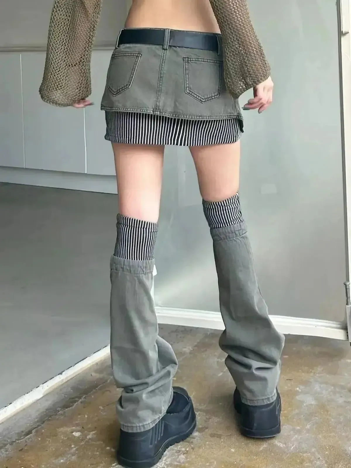 Jupe Asymétrique en Denim 2 Pièces-Saylana