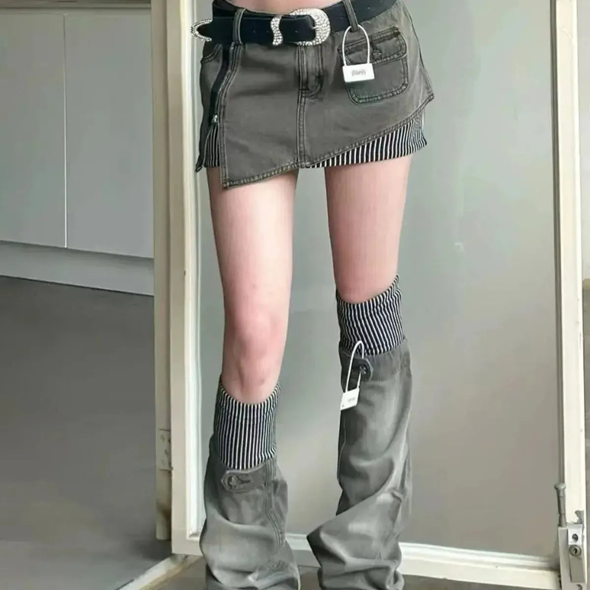 Jupe Asymétrique en Denim 2 Pièces-Saylana