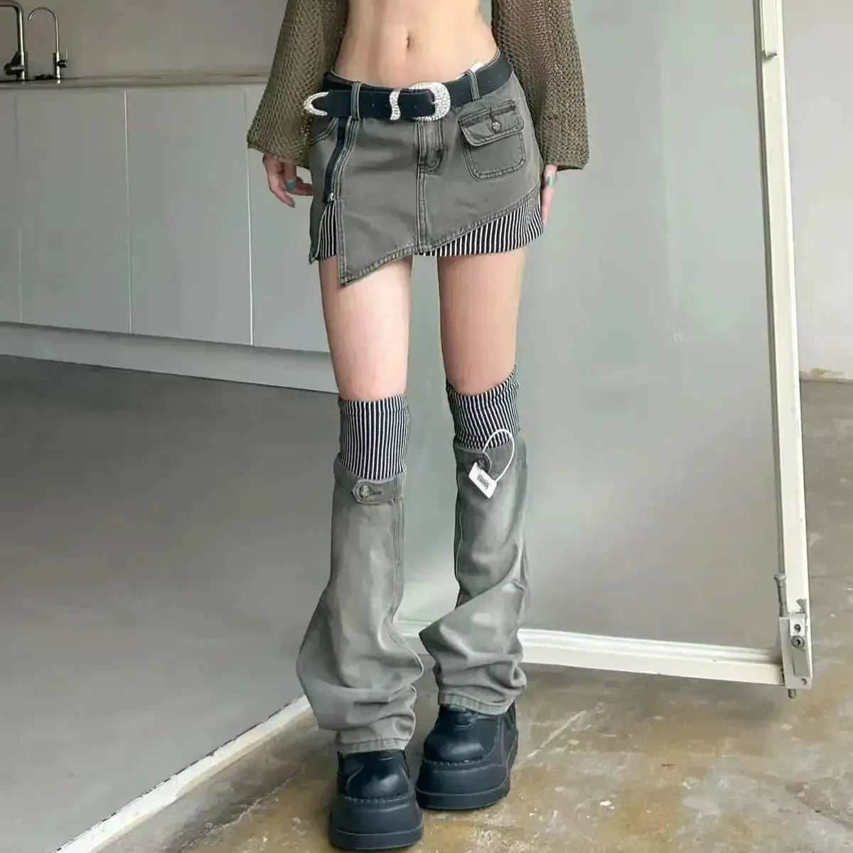 Jupe Asymétrique en Denim 2 Pièces-Saylana